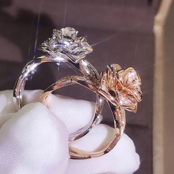 925 Sterling Silver Sapphire Rose Ring - Picture 8 of 10